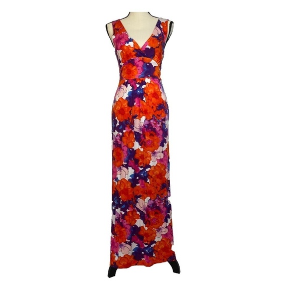 Floral Maxi Plunge Dress Small Petites - Picture 2 of 9